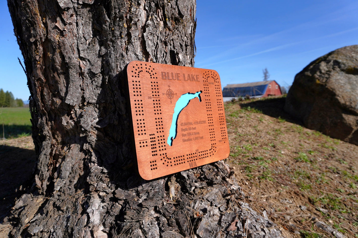 Blue Lake -  Lake Cribbage Board