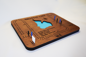 Custom Lake Cribbage Board – Personalized Lake Map with Cutout