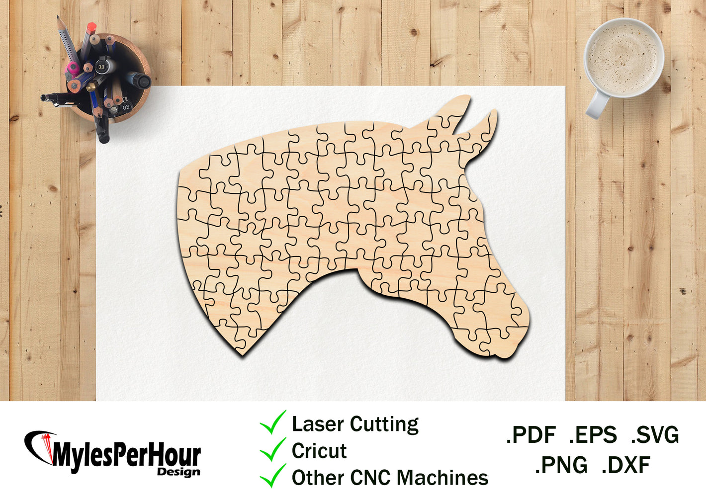 Horse Head Puzzle - Files For CNC, Laser, Vinyl Machines, and More