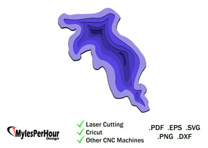 Lake Depth Map - Files For CNC, Laser, Vinyl Machines, and More