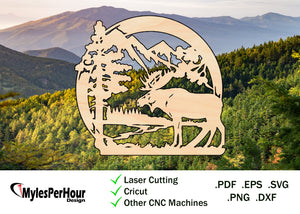 Scenic Moose and Mountains - Files For CNC, Laser, Vinyl Machines, and More