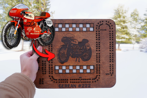 Custom Motorcycle Cribbage Board – Personalized Rider Game Board