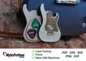 Electric Guitar Pick Holder - Files For CNC, Laser, Vinyl Machines, and More