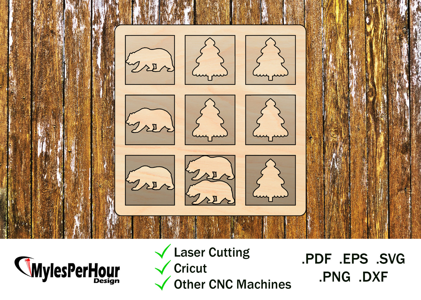 Nature Tic-Tac-Toe Board - Files For CNC, Laser, Vinyl Machines, and More