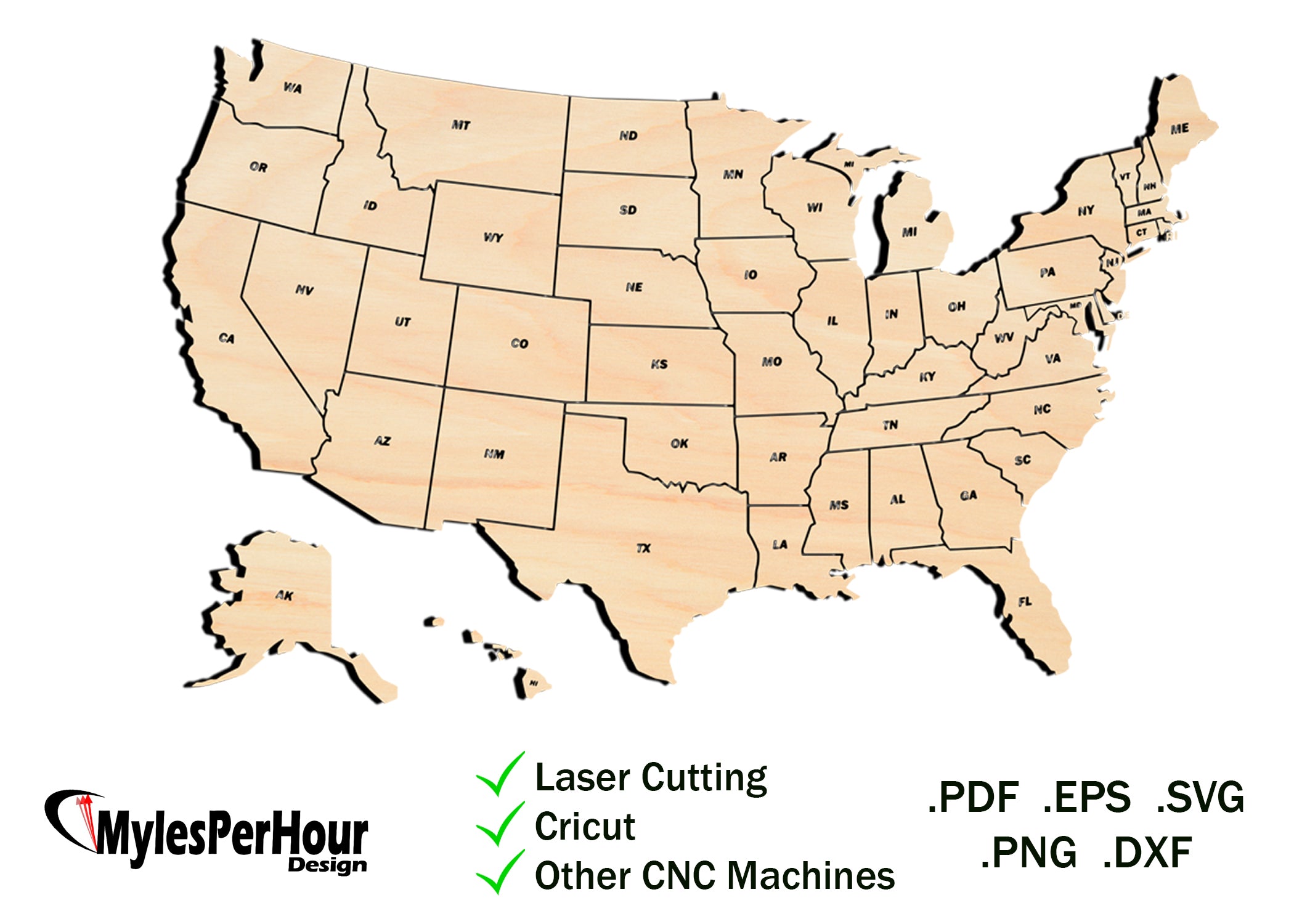 USA Location Map - Files For CNC, Laser, Vinyl Machines, and More